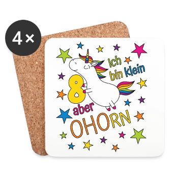8 ans Fille Licorne Je suis petite mais érable - Dessous de verre (lot de 4) - blanc - Devant