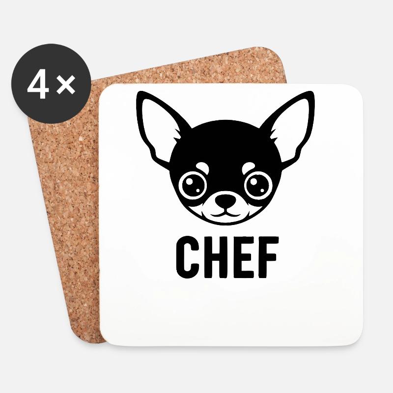 Chihuahua Silhouette CHEF - Untersetzer (4er-Set) - Weiß