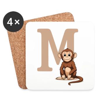 MonkeyM design with capital letter M - Coasters (set of 4) - white - Front