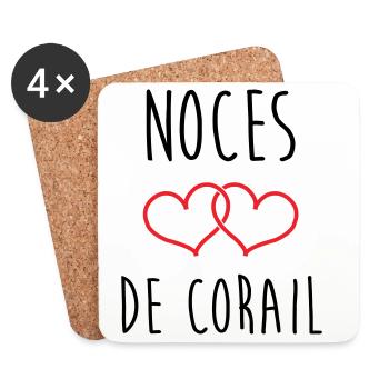 Noces de Corail 11 ans de mariage - Dessous de verre (lot de 4) - blanc - Devant