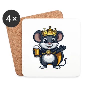 Mouse Beer King - Coasters (set of 4) - white - Front