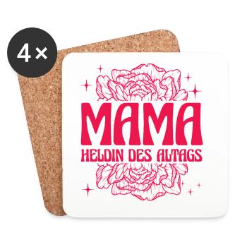 Mama Heldin des Alltags Retro Blumen Design - Untersetzer (4er-Set) - Weiß - Vorne