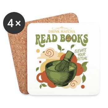 Drink Matcha Read Books Elevate Your Ritual Matcha - Untersetzer (4er-Set) - Weiß - Vorne