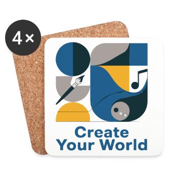 World Creator Abstract Palette - Coasters (set of 4) - white - Front