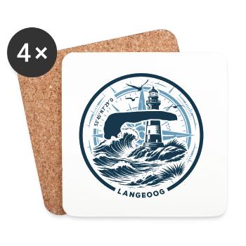 Langeoog | When the Island Calls - Waves North Sea - Coasters (set of 4) - white - Front