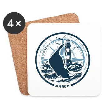 Amrum | Quand l’île appelle - Vagues de la mer du Nord - Dessous de verre (lot de 4) - blanc - Devant