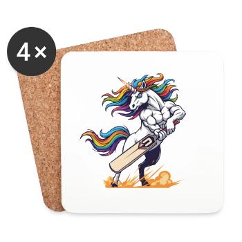 Muscular unicorn with cricket bat - Coasters (set of 4) - white - Front