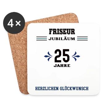Friseur 25 Jahre Jubiläum 25. jähriges Jubilaeum - Untersetzer (4er-Set) - Weiß - Vorne