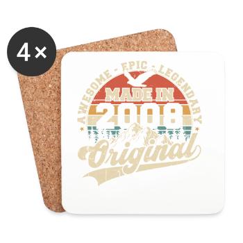 Original 2008 Vintage Vintage Birthday Gift - Coasters (set of 4) - white - Front