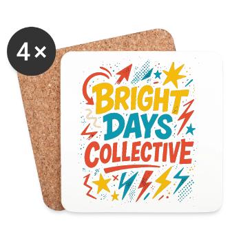 Bright Days Collective – Retro Typography - Coasters (set of 4) - white - Front