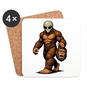 Bigfoot, Extraterrestre Sasquatch OVNI Science-fiction - Dessous de verre (lot de 4) - blanc - Devant