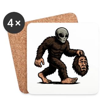 Bigfoot, Extraterrestre Sasquatch OVNI Science-fiction - Dessous de verre (lot de 4) - blanc - Devant