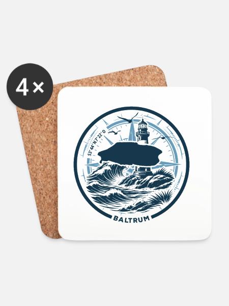 Baltrum | Wenn die Insel ruft - Wellen Nordsee - Untersetzer (4er-Set) - Weiß