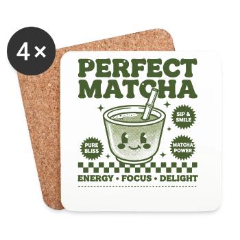 Perfect Matcha Green Tea Matcha Power Energy Focus - Coasters (set of 4) - white - Front