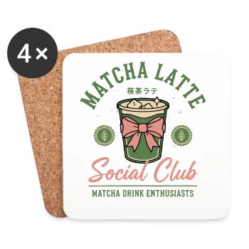 Matcha Latte Social Club Passionnés de boisson matcha - Dessous de verre (lot de 4) - blanc - Devant