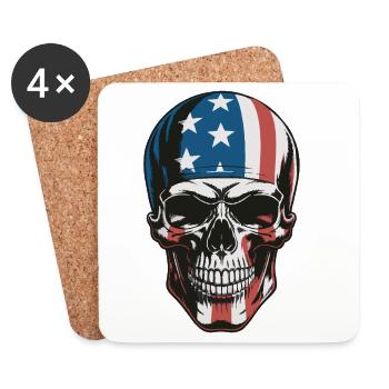 USA Totenkopf - Design du Crâne Patriote - Dessous de verre (lot de 4) - blanc - Devant