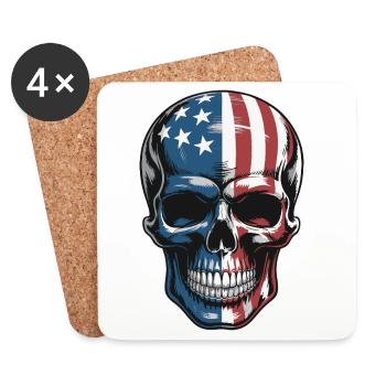 USA Totenkopf - Patriot Skull Design - Coasters (set of 4) - white - Front