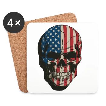 USA Totenkopf - Patriot Skull Design - Coasters (set of 4) - white - Front