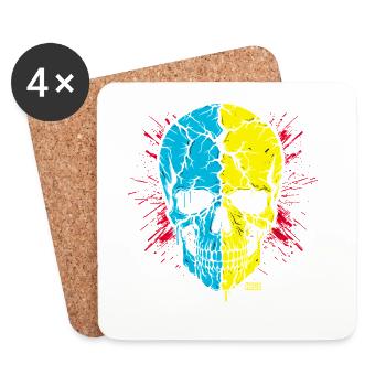 Crâne - Dessous de verre (lot de 4) - blanc - Devant