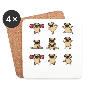 Série de pom-pom girls drôles de gymnastique - Dessous de verre (lot de 4) - blanc - Devant
