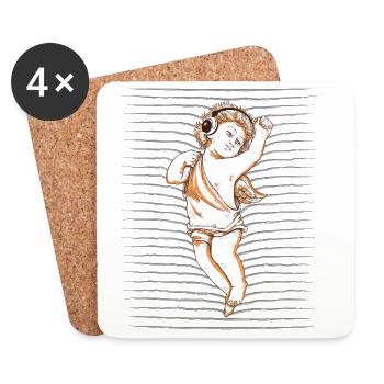 Angel DJ Baby in Striped Rhythm - Coasters (set of 4) - white - Front