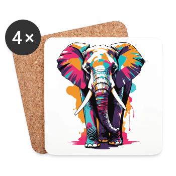 éléphant - Dessous de verre (lot de 4) - blanc - Devant