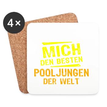 Pool Boy Gift - Coasters (set of 4) - white - Front