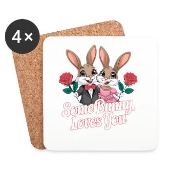 Some Bunny Loves You Sweet Bunny Couple Love - Coasters (set of 4) - white - Front