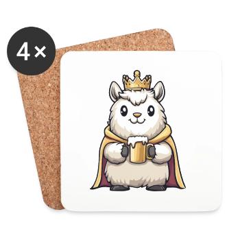 Alpaka Llama Bier König - Untersetzer (4er-Set) - Weiß - Vorne
