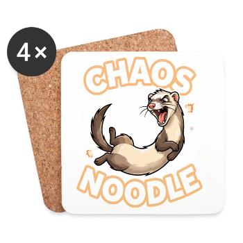 Chaos Noodle Ferret Motif - Coasters (set of 4) - white - Front