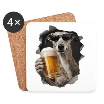Windhund Bier - Untersetzer (4er-Set) - Weiß - Vorne