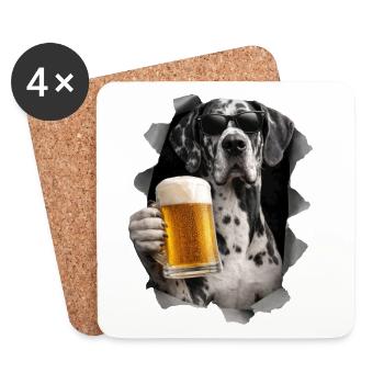 Deutsche Dogge Bier - Untersetzer (4er-Set) - Weiß - Vorne