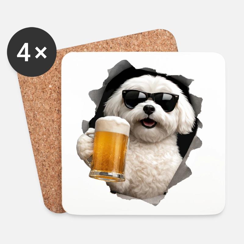 Maltesisches Bier - Untersetzer (4er-Set) - Weiß