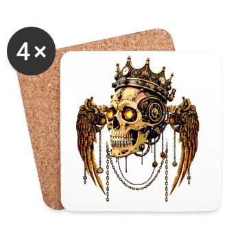 COURONNE DE CRÂNE STEAMPUNK - Dessous de verre (lot de 4) - blanc - Devant