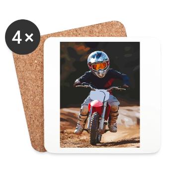 Design artistique des motards tout-terrain - Dessous de verre (lot de 4) - blanc - Devant