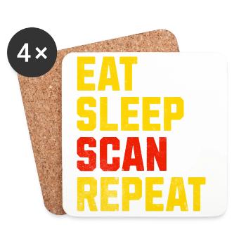 Geschenk T-Shirt Verkäufer EAT SLEEP SCAN REPEAT - Untersetzer (4er-Set) - Weiß - Vorne