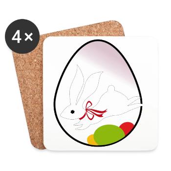 Silhouette de lapin de Pâques dans l’œuf - Dessous de verre (lot de 4) - blanc - Devant