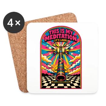 Meine Meditation ist laut | Didgeridoo - Untersetzer (4er-Set) - Weiß - Vorne