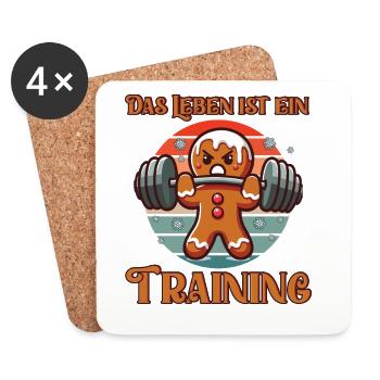 Gingerbread Man LIFE IS A WORKOUT Funny - Coasters (set of 4) - white - Front