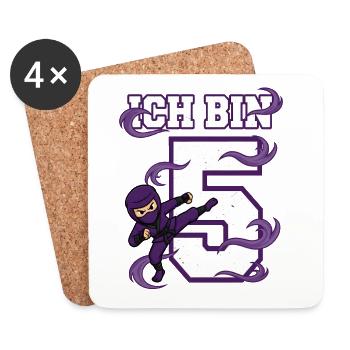 Je suis 5 ninjas 5e anniversaire Karaté violet - Dessous de verre (lot de 4) - blanc - Devant