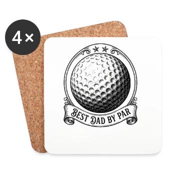 Phase de la Lune Golf Père Meilleur Papa Par - Dessous de verre (lot de 4) - blanc - Devant