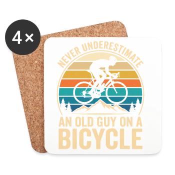 Never Underestimate An Old Guy On A Bicycle - Untersetzer (4er-Set) - Weiß - Vorne