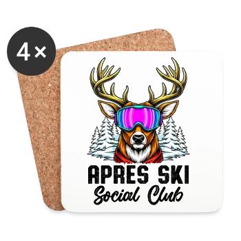 Apres Ski Social Club Hirsch - Untersetzer (4er-Set) - Weiß - Vorne