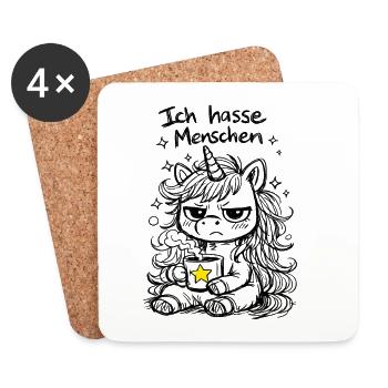 Süßes Einhorn Kritzelstil mit Spruch - Untersetzer (4er-Set) - Weiß - Vorne