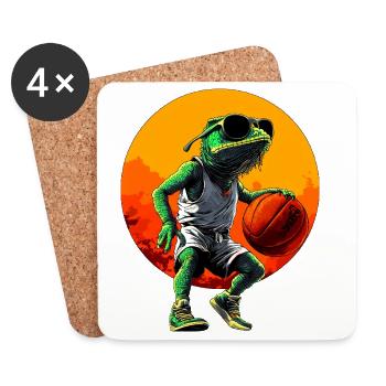 Chamäleone Basketball / Hooper - Untersetzer (4er-Set) - Weiß - Vorne