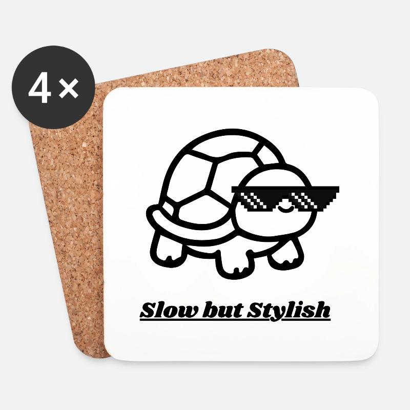 Pixel Sonnenbrille Schildkröte Cool Look - Untersetzer (4er-Set) - Weiß