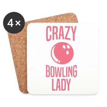 Crazy Bowling Lady Pink Sports Lover Design - Untersetzer (4er-Set) - Weiß - Vorne
