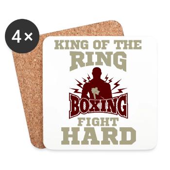 King of the Ring Boxing Champion Fight Hard Design - Dessous de verre (lot de 4) - blanc - Devant