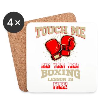Touch Me First Boxing Lesson Free Fighter Art Tee - Coasters (set of 4) - white - Front