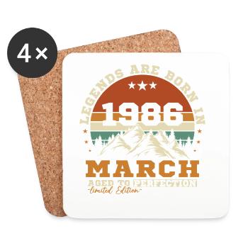 März 1986 Vintage-Retro-Geburtstagsgeschenk - Untersetzer (4er-Set) - Weiß - Vorne